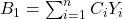 B_1=\sum_{i=1}^n C_iY_i