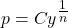 p = C{y^{\tfrac{1}{n}}}