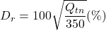 {D_r} = 100\sqrt {\dfrac{{{Q_{tn}}}}{{350}}} (\% )