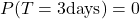 P(T=3 {\rm days}) =0