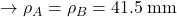 \to {\rho _A} = {\rho _B} = 41.5{\rm{ \:mm}}