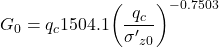 {G_0} = {q_c}1504.1{\left( {\dfrac{{{q_c}}}{{{{\sigma '}_{z0}}}}} \right)^{ - 0.7503}}