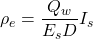 {\rho _e} = \dfrac{{{Q_w}}}{{{E_s}D}}{I_s}