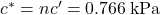 {c^ * } = nc' = 0.766{\rm{ \:kPa}}