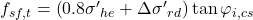 {f_{sf,t}} = \left( {0.8{{\sigma '}_{he}} + \Delta {{\sigma '}_{rd}}} \right)\tan {\varphi _{i,cs}}