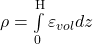 \rho = \int\limits_0^{\rm H} {{\varepsilon _{vol}}dz}