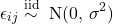 \[\epsilon_{ij} \stackrel{\text{iid}}{\sim}\; \text{N}(0,\,\sigma^2)\]