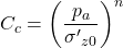 {C_c} = {\left( {\dfrac{{{p_a}}}{{{{\sigma '}_{z0}}}}} \right)^n}{\rm{ }}