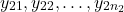 \[y_{21}, y_{22}, \ldots, y_{2n_2}\]