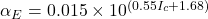 {\alpha _E} = 0.015 \times {10^{\left( {0.55{I_c} + 1.68} \right)}}