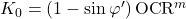 {K_0} = \left( {1 - \sin \varphi '} \right){\rm{OC}}{{\rm{R}}^m}