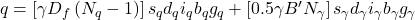q = \left[ {\gamma {D_f}\left( {{N_q} - 1} \right)} \right]{s_q}{d_q}{i_q}{b_q}{g_q} + \left[ {0.5\gamma B'{N_\gamma }} \right]{s_\gamma }{d_\gamma }{i_\gamma }{b_\gamma }{g_\gamma }