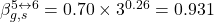 \beta _{g,s}^{5 \leftrightarrow 6} = 0.70 \times {3^{0.26}} = 0.931