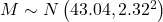 M \sim N\left(43.04, 2.32^2\right)