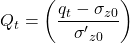 {Q_t} = \left( {\dfrac{{{q_t} - {\sigma _{z0}}}}{{{{\sigma '}_{z0}}}}} \right)