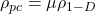 {\rho _{pc}} = \mu {\rho _{1 - D}}