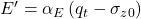 E' = {\alpha _E}\left( {{q_t} - {\sigma _{z0}}} \right)