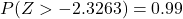 P(Z > -2.3263) = 0.99