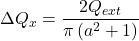\Delta {Q_x} = \dfrac{{2{Q_{ext}}}}{{\pi \left( {{a^2} + 1} \right)}}