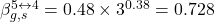 \beta _{g,s}^{5 \leftrightarrow 4} = 0.48 \times {3^{0.38}} = 0.728