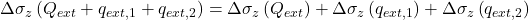 \Delta {\sigma _z}\left( {{Q_{ext}} + {q_{ext,1}} + {q_{ext,2}}} \right) = \Delta {\sigma _z}\left( {{Q_{ext}}} \right) + \Delta {\sigma _z}\left( {{q_{ext,1}}} \right) + \Delta {\sigma _z}\left( {{q_{ext,2}}} \right)