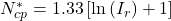 N_{cp}^ * = 1.33\left[ {\ln \left( {{I_r}} \right) + 1} \right]