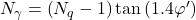 {N_\gamma } = \left( {{N_q} - 1} \right)\tan \left( {1.4\varphi '} \right)