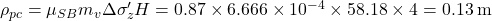 {\rho _{pc}} = {\mu _{SB}}{m_v}\Delta {\sigma '_z}H = 0.87 \times 6.666 \times {10^{ - 4}} \times 58.18 \times 4 = 0.13{\rm{\:m}}