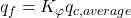 {q_f} = {K_\varphi }{q_{c,average}}