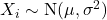 X_i \sim {\rm N}(\mu, \sigma^2)