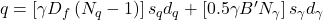 q = \left[ {\gamma {D_f}\left( {{N_q} - 1} \right)} \right]{s_q}{d_q} + \left[ {0.5\gamma B'{N_\gamma }} \right]{s_\gamma }{d_\gamma }