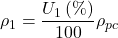 {\rho _1} = \dfrac{{{U_1}\left( \% \right)}}{{100}}{\rho _{pc}}