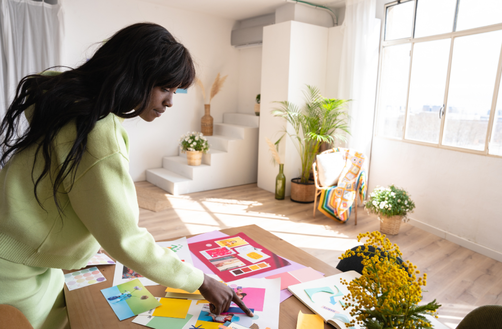 Young woman scrapbooking