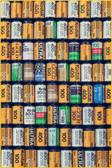 A wall of Kodak camera film cartridges