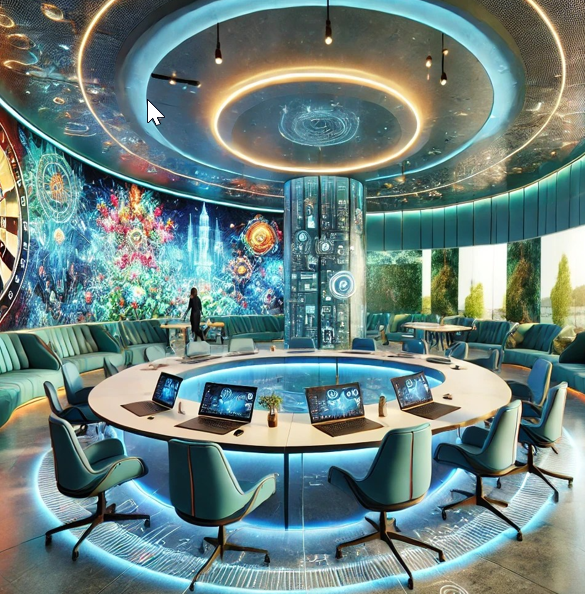 AI picture of a beautiful futuristic work space