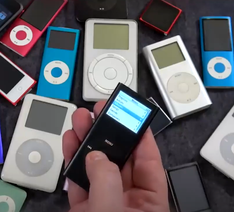 A selection of different types of iPods