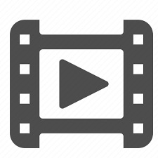 Clapperboard type icon with a forward facing arrow