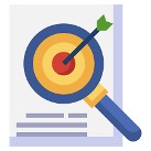 Icon of a magnifying glass with an arrow intersecting it