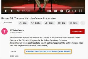 YouTube video indicating CC licence