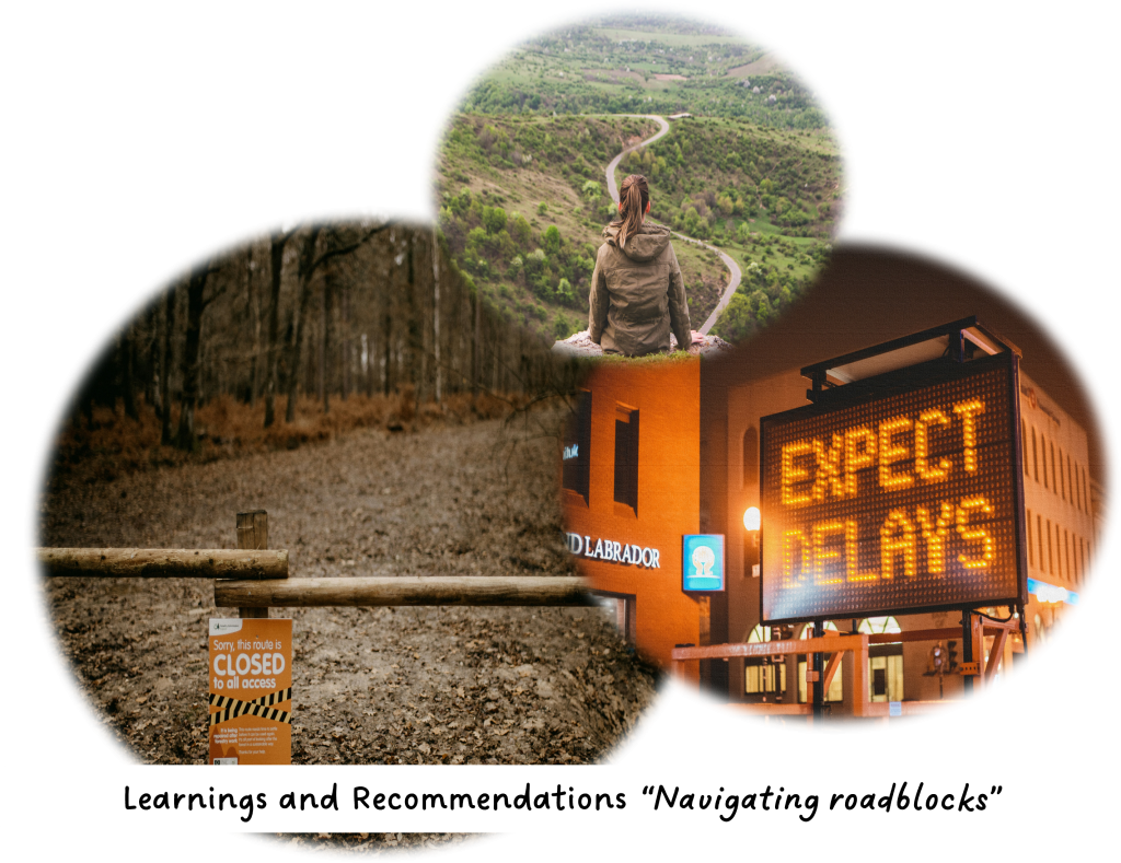 Banner: "Learnings and recommendations: Navigating roadblocks"