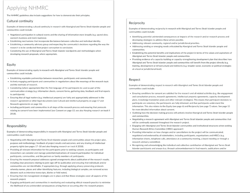 Screenshot of Canvas pages displaying dense textual content, including headings and bullet points.