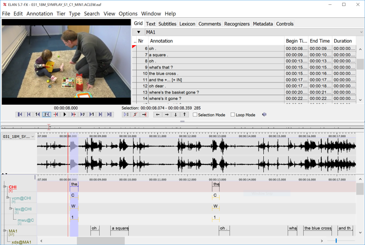 Screenshot of ELAN software interface
