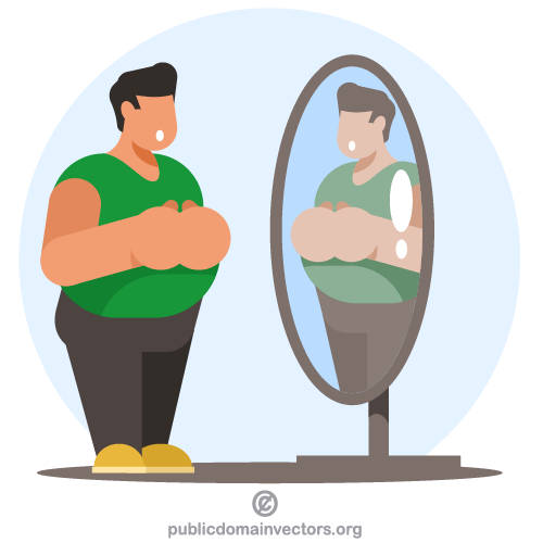 Person looking in a mirror