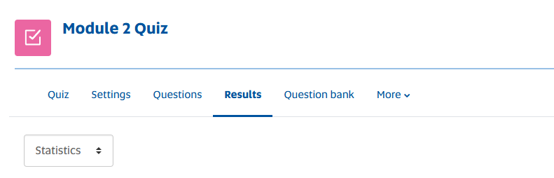 Moodle quiz statistics dropdown