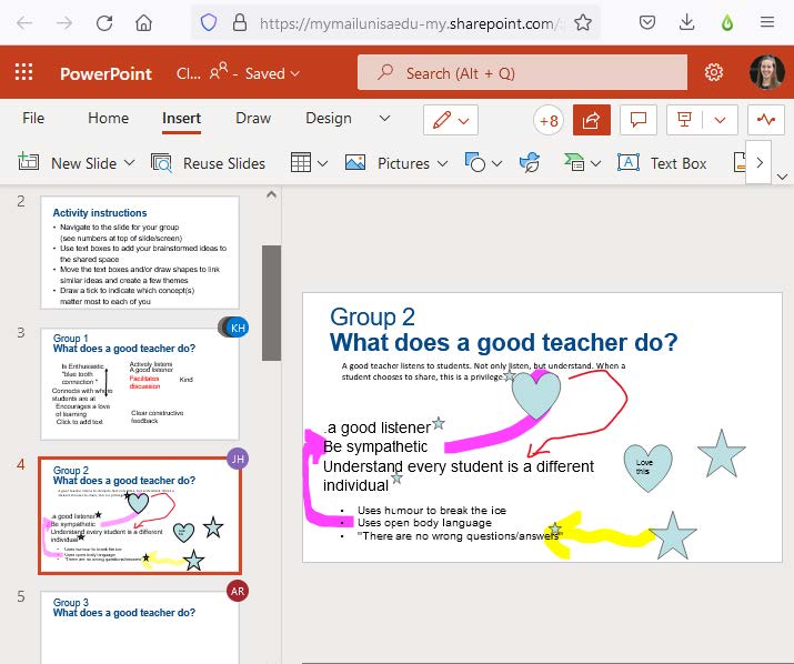 Screenshot of collaboration using PowerPoint