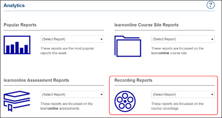 Analytics: Recording reports